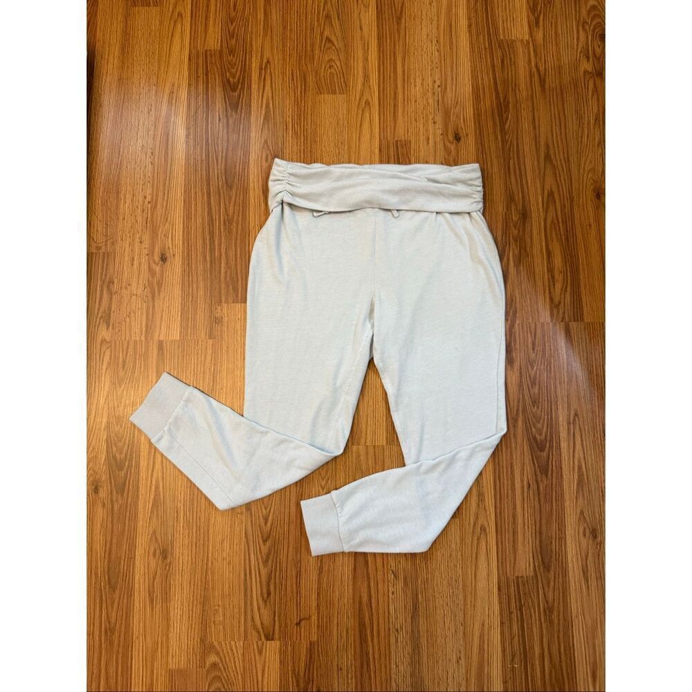 Alternative Women's Fold Over Waist Tapered Leg Jogger Pants Light Gray Large